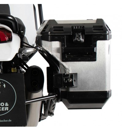 Set completo telai laterali e valige argento Hepco & Becker Cutout per Ducati Desert X Set completo telai laterali e valige argento Hepco & Becker Cutout per Ducati Desert X