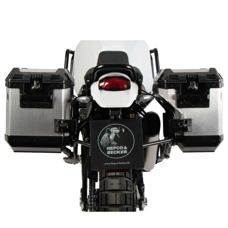 Set completo telai laterali e valige argento Hepco & Becker Cutout per Ducati Desert X Set completo telai laterali e valige argento Hepco & Becker Cutout per Ducati Desert X