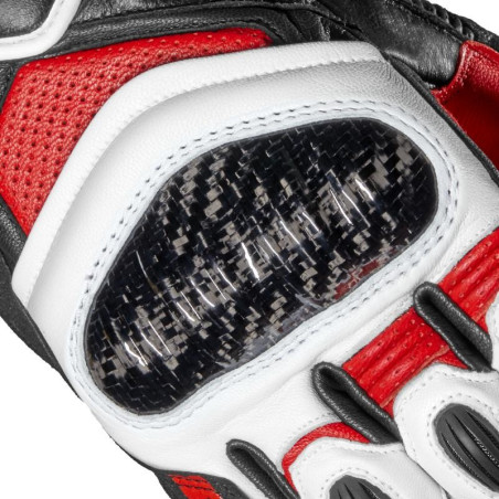 Guanti da moto Spidi Carbo 7 in pelle nera, bianca e rossa Guanti da moto Spidi Carbo 7 in pelle nera, bianca e rossa