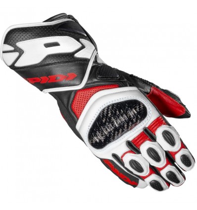 Guanti da moto Spidi Carbo 7 in pelle nera, bianca e rossa