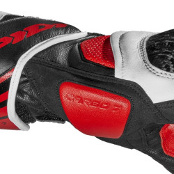 Guanti da moto Spidi Carbo 7 in pelle nera, bianca e rossa Guanti da moto Spidi Carbo 7 in pelle nera, bianca e rossa