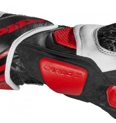 Guanti da moto Spidi Carbo 7 in pelle nera, bianca e rossa Guanti da moto Spidi Carbo 7 in pelle nera, bianca e rossa