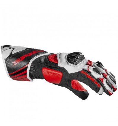 Guanti da moto Spidi Carbo 7 in pelle nera, bianca e rossa Guanti da moto Spidi Carbo 7 in pelle nera, bianca e rossa
