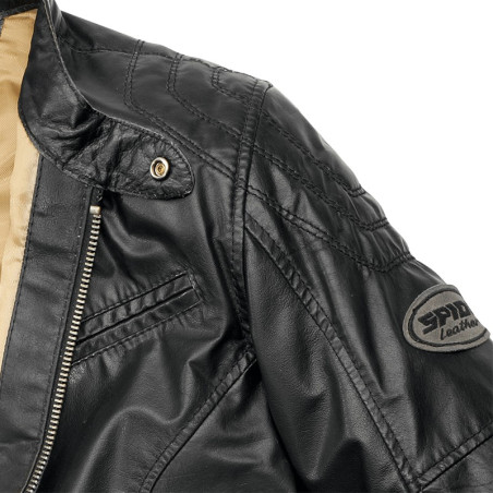 Giacca da moto in pelle Spidi Ring nera Giacca da moto in pelle Spidi Ring nera