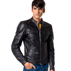 Giacca da moto in pelle Spidi Ring nera Giacca da moto in pelle Spidi Ring nera