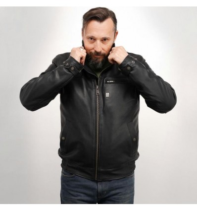 Giacca da moto in pelle Helstons Benny nera Giacca da moto in pelle Helstons Benny nera