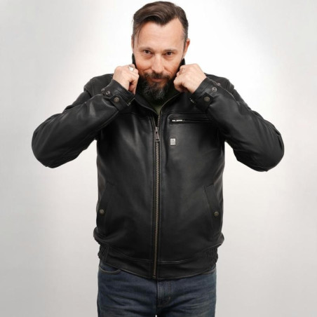 Giacca da moto in pelle Helstons Benny nera Giacca da moto in pelle Helstons Benny nera