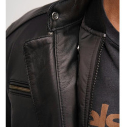 Giacca da moto in pelle Helstons Ace Rag nera Giacca da moto in pelle Helstons Ace Rag nera