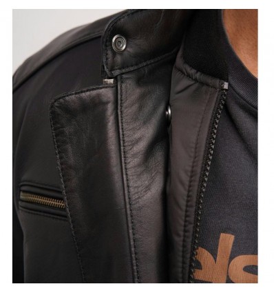 Giacca da moto in pelle Helstons Ace Rag nera Giacca da moto in pelle Helstons Ace Rag nera