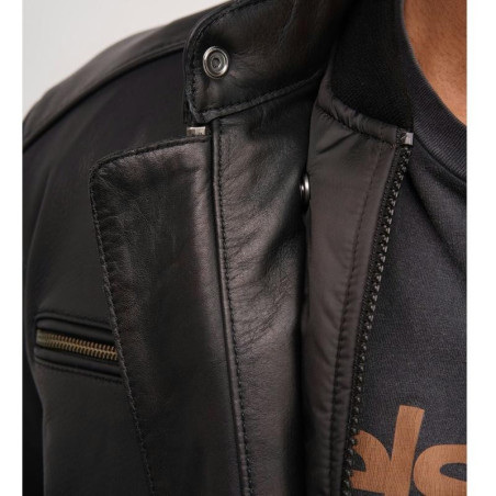 Giacca da moto in pelle Helstons Ace Rag nera Giacca da moto in pelle Helstons Ace Rag nera