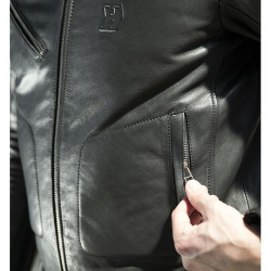 Giacca da moto in pelle Hevik Garage nera Giacca da moto in pelle Hevik Garage nera