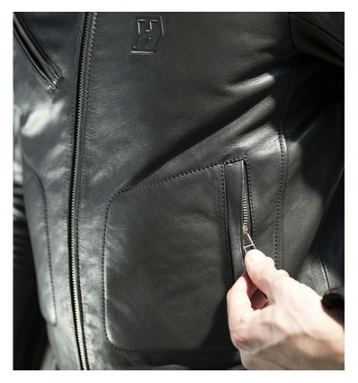 Giacca da moto in pelle Hevik Garage nera Giacca da moto in pelle Hevik Garage nera