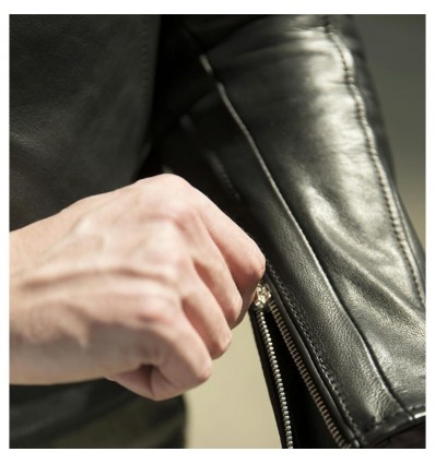 Giacca da moto in pelle Hevik Garage nera Giacca da moto in pelle Hevik Garage nera