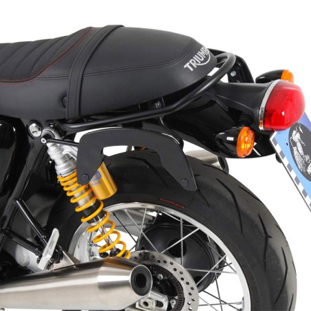 Telai laterali neri Hepco & Becker C-Bow system per Triumph Thruxton 1200 e 1200R Telai laterali neri Hepco & Becker C-Bow system per Triumph Thruxton 1200 e 1200R
