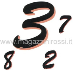 Numero adesivo per carena nero con bordo arancio