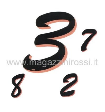 Numero adesivo per carena nero con bordo arancio Numero adesivo per carena nero con bordo arancio