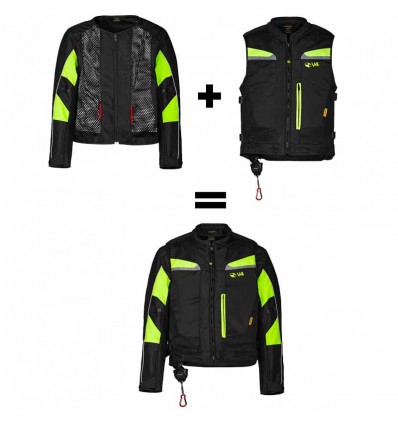 Giacca Airbag smanicabile Motoairbag MAB V4.0 nero e giallo fluo Giacca Airbag smanicabile Motoairbag MAB V4.0 nero e giallo fluo
