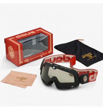Occhiali da moto Barstow 100% Deus con elastico nero e rosso Occhiali da moto Barstow 100% Deus con elastico nero e rosso