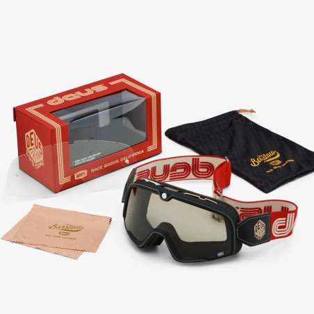 Occhiali da moto Barstow 100% Deus con elastico nero e rosso Occhiali da moto Barstow 100% Deus con elastico nero e rosso