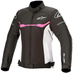 Giacca moto da donna Alpinestars Stella T-SP S WP nera, bianca e fucsia