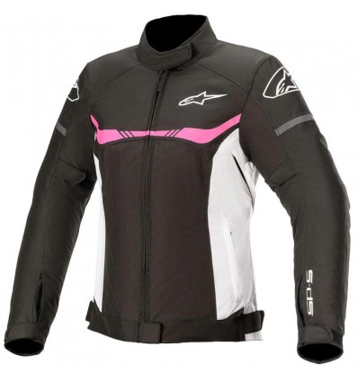 Giacca moto da donna Alpinestars Stella T-SP S WP nera, bianca e fucsia