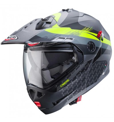 Casco Caberg Tourmax X Sarabe apribile enduro doppia visiera antracite opaco e e giallo fluo