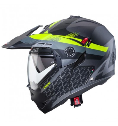 Casco Caberg Tourmax X Sarabe apribile enduro doppia visiera antracite opaco e e giallo fluo Casco Caberg Tourmax X Sarabe apribile enduro doppia visiera antracite opaco e e giallo fluo