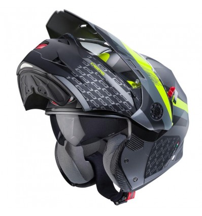 Casco Caberg Tourmax X Sarabe apribile enduro doppia visiera antracite opaco e e giallo fluo Casco Caberg Tourmax X Sarabe apribile enduro doppia visiera antracite opaco e e giallo fluo