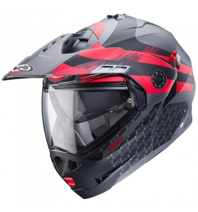 Casco Caberg Tourmax X Sarabe apribile enduro doppia visiera antracite opaco e rosso