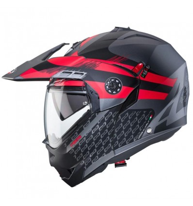 Casco Caberg Tourmax X Sarabe apribile enduro doppia visiera antracite opaco e rosso Casco Caberg Tourmax X Sarabe apribile enduro doppia visiera antracite opaco e rosso