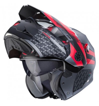 Casco Caberg Tourmax X Sarabe apribile enduro doppia visiera antracite opaco e rosso Casco Caberg Tourmax X Sarabe apribile enduro doppia visiera antracite opaco e rosso