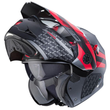 Casco Caberg Tourmax X Sarabe apribile enduro doppia visiera antracite opaco e rosso Casco Caberg Tourmax X Sarabe apribile enduro doppia visiera antracite opaco e rosso