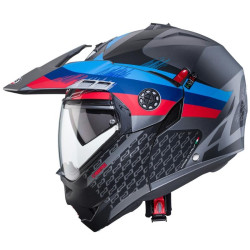 Casco Caberg Tourmax X Sarabe apribile enduro doppia visiera antracite opaco, blu e rosso