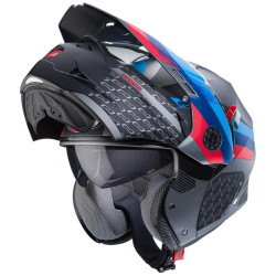 Casco Caberg Tourmax X Sarabe apribile enduro doppia visiera antracite opaco, blu e rosso