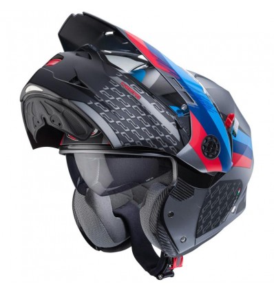 Casco Caberg Tourmax X Sarabe apribile enduro doppia visiera antracite opaco, blu e rosso