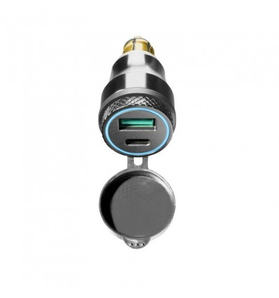 Adattatore presa DIN con doppia presa USB A+C corto Adattatore presa DIN con doppia presa USB A+C corto