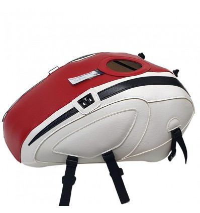 Copriserbatoio Bagster per Yamaha XSR 900 16-21 in similpelle rosso, bianco e nero