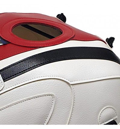 Copriserbatoio Bagster per Yamaha XSR 900 16-21 in similpelle rosso, bianco e nero