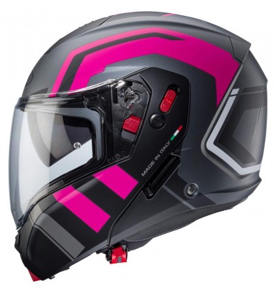 Casco Caberg Horus X Road apribile doppia visiera nero opaco e fucsia Casco Caberg Horus X Road apribile doppia visiera nero opaco e fucsia