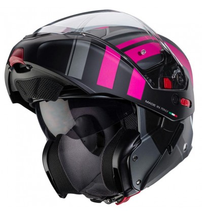 Casco Caberg Horus X Road apribile doppia visiera nero opaco e fucsia Casco Caberg Horus X Road apribile doppia visiera nero opaco e fucsia