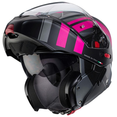 Casco Caberg Horus X Road apribile doppia visiera nero opaco e fucsia Casco Caberg Horus X Road apribile doppia visiera nero opaco e fucsia
