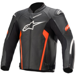 Giacca da moto in pelle Alpinestars Faster V2 nera e rossa Giacca da moto in pelle Alpinestars Faster V2 nera e rossa