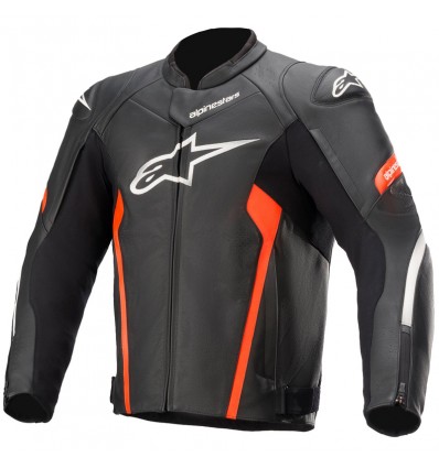 Giacca da moto in pelle Alpinestars Faster V2 nera e rossa