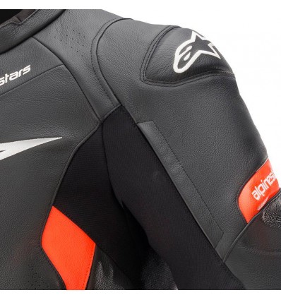 Giacca da moto in pelle Alpinestars Faster V2 nera e rossa Giacca da moto in pelle Alpinestars Faster V2 nera e rossa