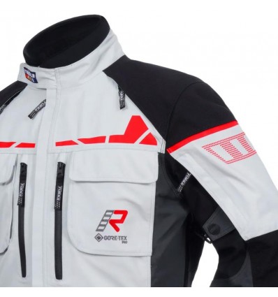 Giacca da moto Rukka Ecuado-R Gore-Tex grigia, nera e rossa Giacca da moto Rukka Ecuado-R Gore-Tex grigia, nera e rossa
