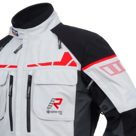 Giacca da moto Rukka Ecuado-R Gore-Tex grigia, nera e rossa Giacca da moto Rukka Ecuado-R Gore-Tex grigia, nera e rossa