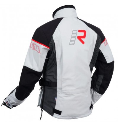 Giacca da moto Rukka Ecuado-R Gore-Tex grigia, nera e rossa Giacca da moto Rukka Ecuado-R Gore-Tex grigia, nera e rossa