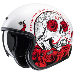 Casco Jet HJC V31 Desto MC1 bianco lucido e rosso
