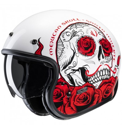 Casco Jet HJC V31 Desto MC1 bianco lucido e rosso