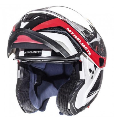 Casco MT Helmets apribile Atom SV Tarmac bianco, nero e rosso Casco MT Helmets apribile Atom SV Tarmac bianco, nero e rosso